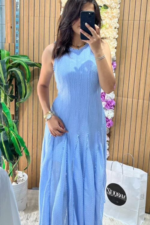 Robe Maxi Sans Manches  – Style Méditerranéen
